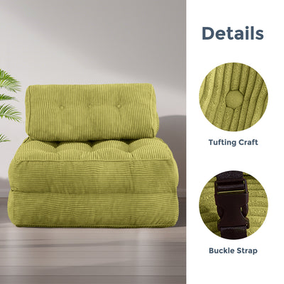 corduroy bean bag folding sofa#color_green
