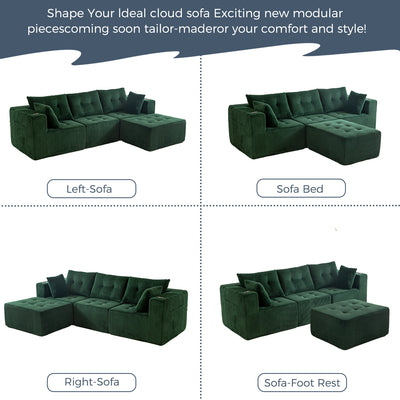 L Shaped Modular Sofa #color_green