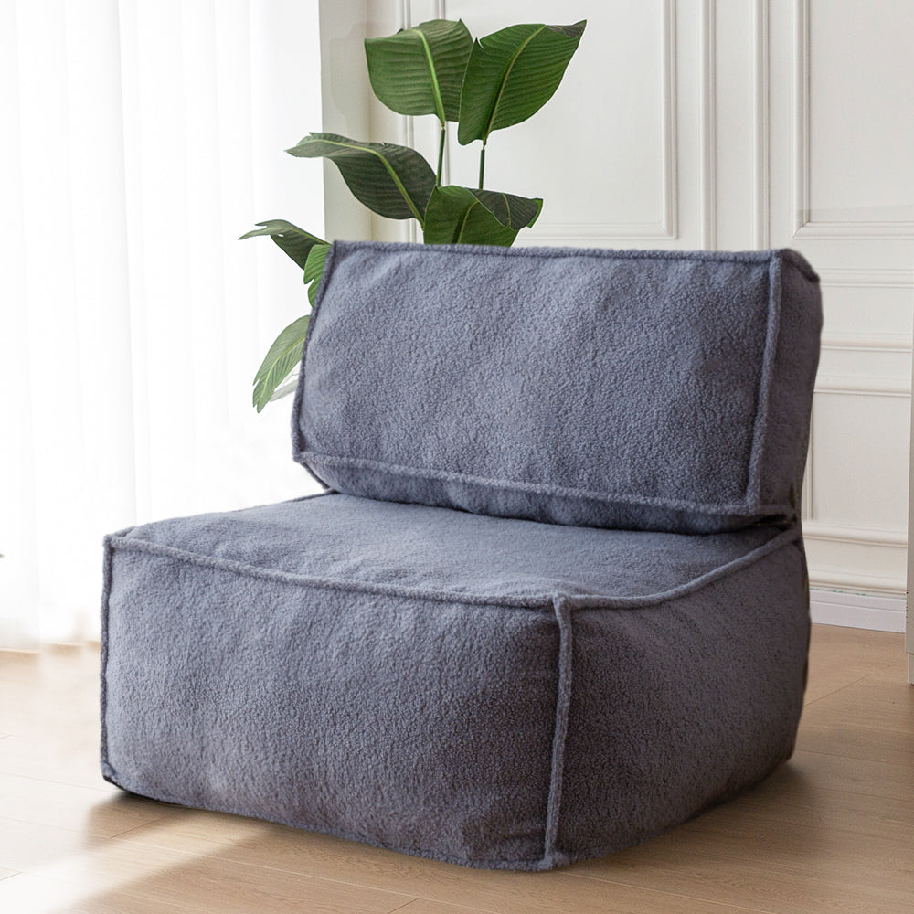 MAXYOYO 4 in 1 Modular Bean Bag Chair, Sherpa Bean Bag Floor Sofa Convertible Floor Cushion, Floor Pouf (Dusty Blue)