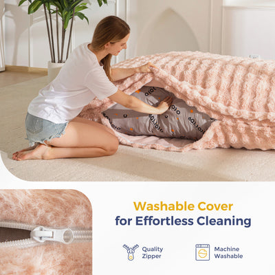 MAXYOYO Giant Bean Bag Chair with Pillow, 3 in 1 Convertible Bean Bag Chair for Adults with Removable Cover, Floor Cushion Stuffed Floor Lounger for Living Room Bedroom, Bubble