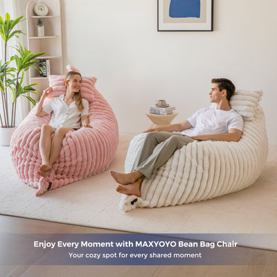 MAXYOYO Giant Bean Bag Chair with Pillow, 3 in 1 Convertible Bean Bag Bed for Adults with Washable Cover, Removable Floor Cushion Stuffed Floor Lounger for Living Room Bedroom