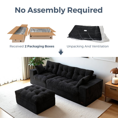 MAXYOYO L-Shaped Sectional Puffinest Modular Sofa – Convertible Ottoman, No-Assembly, 4-in-1 Flexible Layout