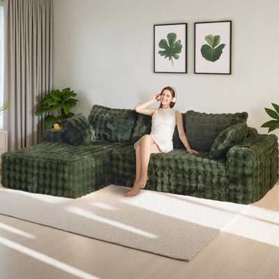 MAXYOYO Bubble 104" Modular Sectional Couch with L-Shape Chaise, Modern Boneless Couch for Living Room, Sofa in A Box