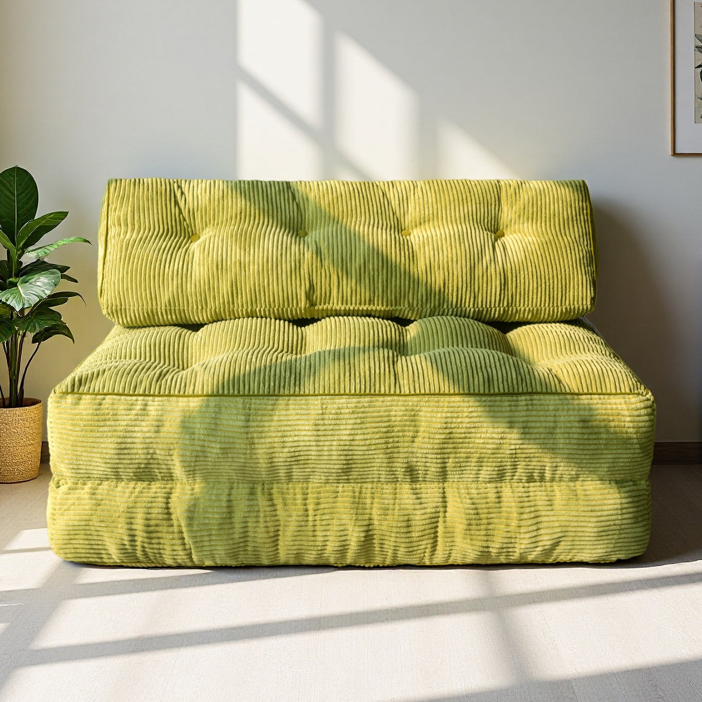 MAXYOYO Folding Sofa Bed, Convertible Sleeper Chair with Pilow Foldable Matress with Back Support(Double),Green
