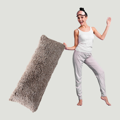 MAXYOYO Body Pillow, Ultra Luxury Faux Fur Body Pillow with Memory Foam & Washable Cover, (20x54 inch, Coffee)