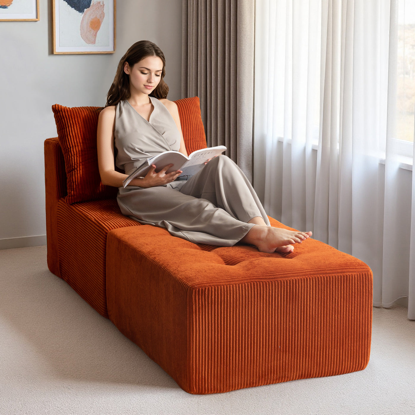 Modular Sectional Chaise Lounge #color_orange
