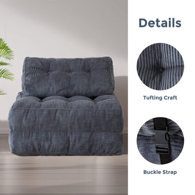 corduroy bean bag folding sofa#color_dark-grey