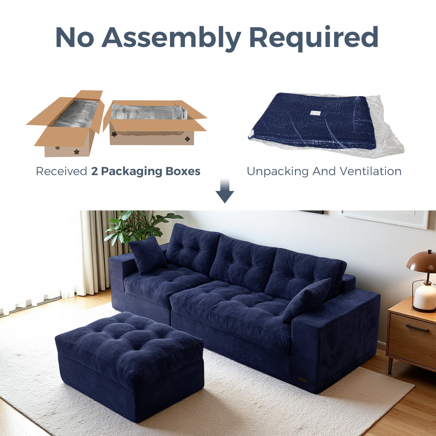 MAXYOYO L-Shaped Sectional Puffinest Modular Sofa – Convertible Ottoman, No-Assembly, 4-in-1 Flexible Layout