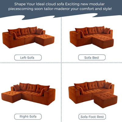L Shaped Modular Sofa #color_orange