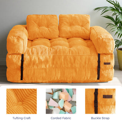 MAXYOYO Folding Sofa Bed – 2-Seat Foldable Couch  with Armrest , Orange