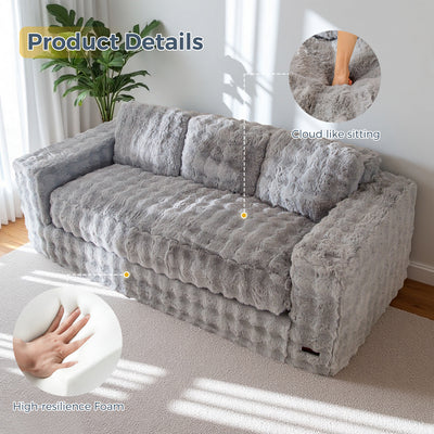 MAXYOYO 3-Seater Bubbled Bean Bag Chair – Tufted Boneless Couch for Living Room, No Assembly