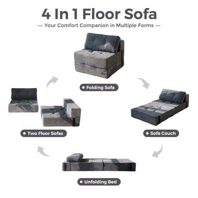 MAXYOYO Folding Sofa Bed, Convertible Sofa Bed with High-Density Support Foam for Living Room Bedroom, Dark Grey