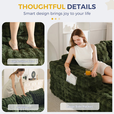 MAXYOYO 104" Modular Sectional Couch with L-Shape Chaise, Modern Boneless Couch for Living Room, Sofa in A Box, Oversized Sofa Sleeper with Deep Seat, No Assembly Required, Green