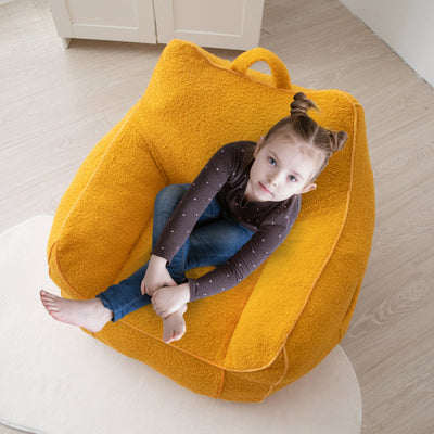 MAXYOYO Kids Bean Bag Chair, Sherpa Bean Bag Couch with Decorative Edges for children's room (Lemon Yellow)