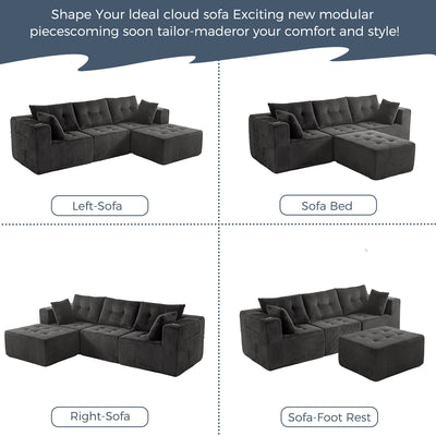 L Shaped Modular Sofa #color_grey