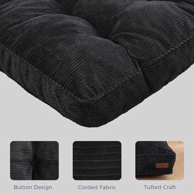 MAXYOYO 6" Tufted Futon Sofa Couch Bed, Thick Corduroy Fabric Floor Futon Mattress for Adults (Mattress Only), Black