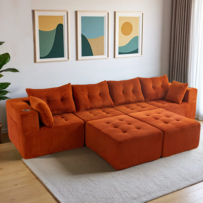 U Shaped Modular Sofa #color_orange