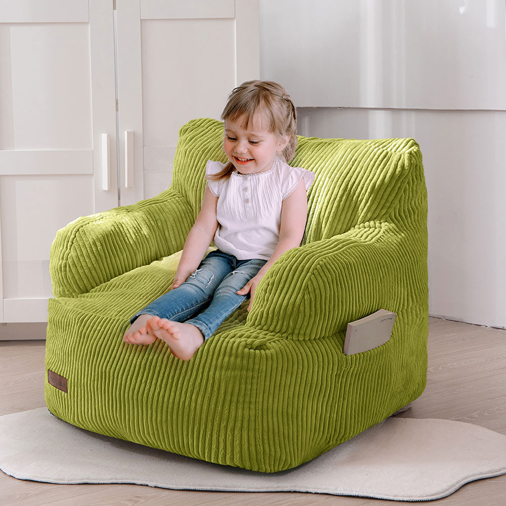 MAXYOYO Kids Bean Bag Chair, Stuffed Toddler Bean Bag Sofa with Filler Bean Bag Chair for Boys and Girls, Green