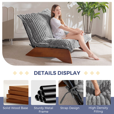 MAXYOYO Adjustable Living Room Chair, 3-Position Bean Bag Chair with Removable Cover, Upholstered Accent Chair with Frame, Soft Reclining Lounge for Bedroom, Apartment, Office