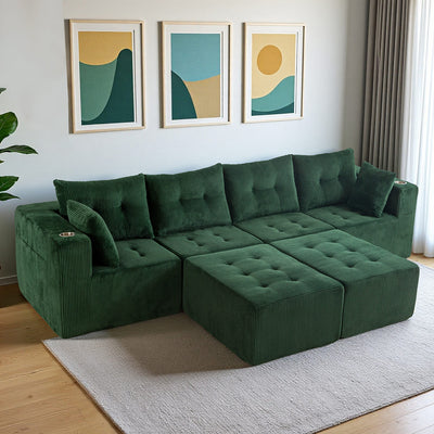 U Shaped Modular Sofa #color_green