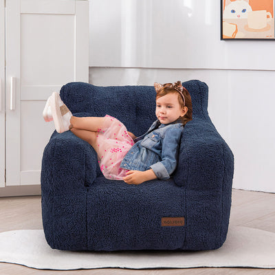 MAXYOYO Kids Sherpa Bean Bag Chair, Teddy Lazy Sofa for Girls and Boys, Navy