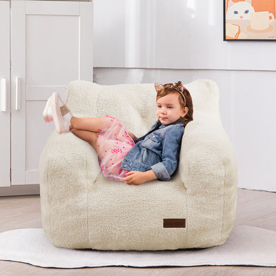 MAXYOYO Kids Sherpa Bean Bag Chair, Teddy Lazy Sofa for Girls and Boys,  Beige