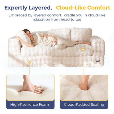 MAXYOYO 3 Seater Sofa for Living Room, Tufted Boneless Couch Bubbled Sofa Couch, Comfy Bean Bag Chair for Bedroom Apartment, No Assembly Needed