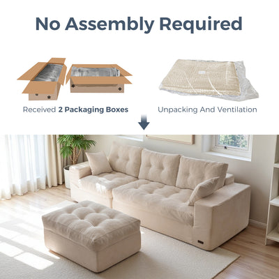 MAXYOYO L-Shaped Sectional Puffinest Modular Sofa – Convertible Ottoman, No-Assembly, 4-in-1 Flexible Layout
