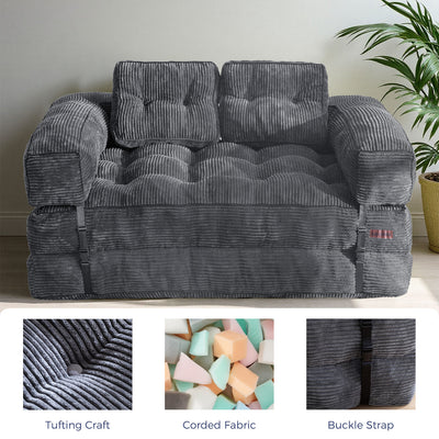 MAXYOYO Convertible  Sofa Bed with Armrest – 2-Seat Foldable Couch, Dark Grey