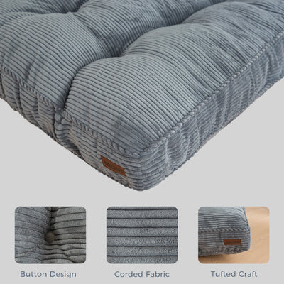 MAXYOYO 6" Tufted Futon Sofa Couch Bed, Thick Corduroy Fabric Floor Futon Mattress for Adults (Mattress Only), Dark Grey