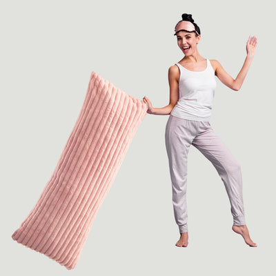 MAXYOYO Body Pillow - Ultra Striped Faux Fur Long Bed Pillows for Sleeping (20 x 54 Inch, Pink)