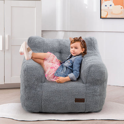 MAXYOYO Kids Sherpa Bean Bag Chair, Teddy Lazy Sofa for Girls and Boys,  Grey