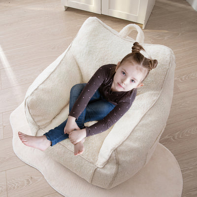 MAXYOYO Kids Bean Bag Chair, Sherpa Bean Bag Couch with Decorative Edges for children's room (White)