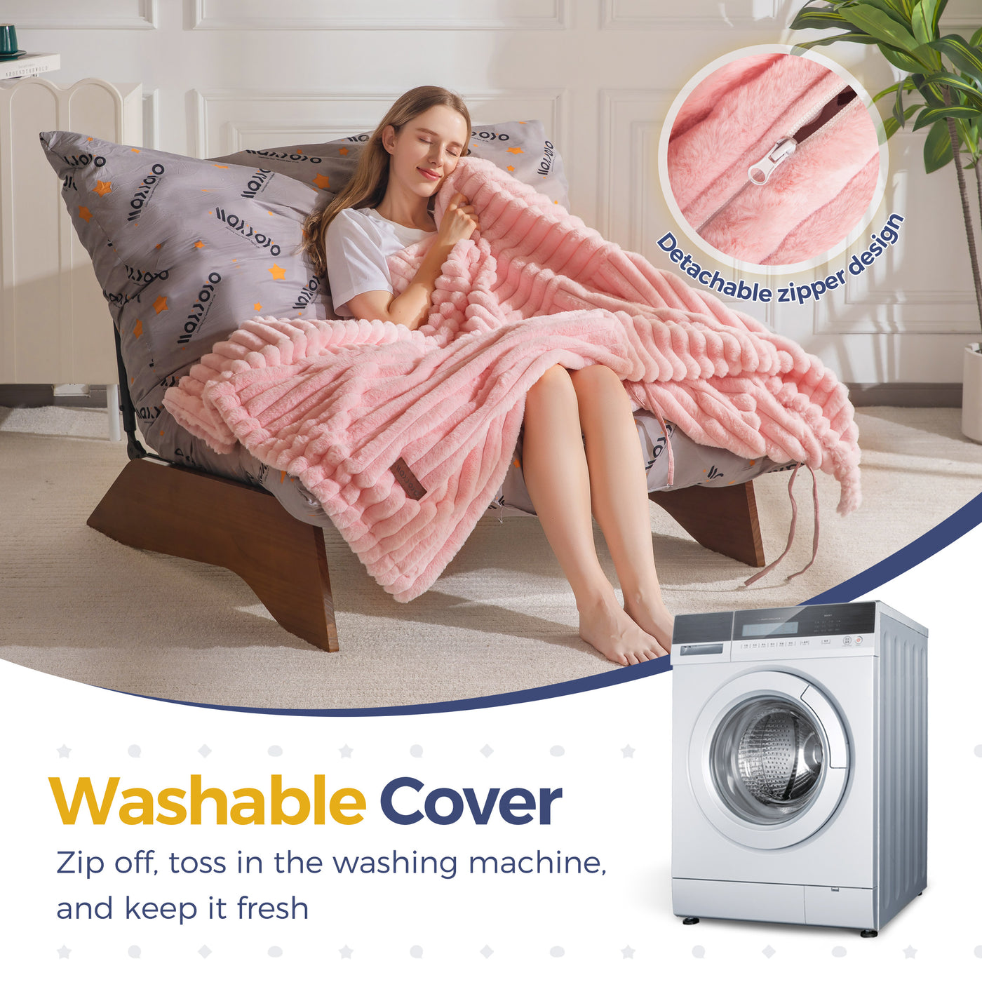 MAXYOYO Adjustable Living Room Chair, 3-Position Bean Bag Chair with Removable Cover, Upholstered Accent Chair with Frame, Soft Reclining Lounge for Bedroom, Apartment, Office