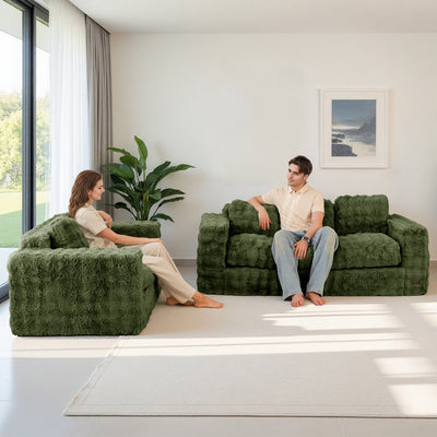 MAXYOYO 3-Seater Bubbled Bean Bag Chair – Tufted Boneless Couch for Living Room, No Assembly