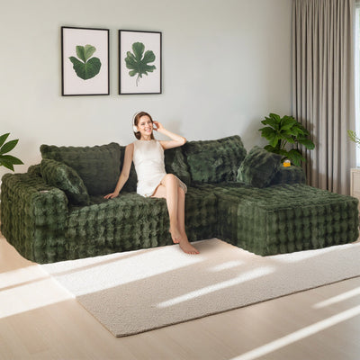 MAXYOYO Bubble 104" Modular Sectional Couch with L-Shape Chaise, Modern Boneless Couch for Living Room, Sofa in A Box