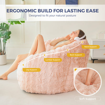 MAXYOYO Giant Bean Bag Chair for Adults, Stuffed Shell-Shaped Large Bean Bag Couch, Cozy Living Room Chair with Filler, Floor Sofa Lazy Sofa for Bedroom Living Room