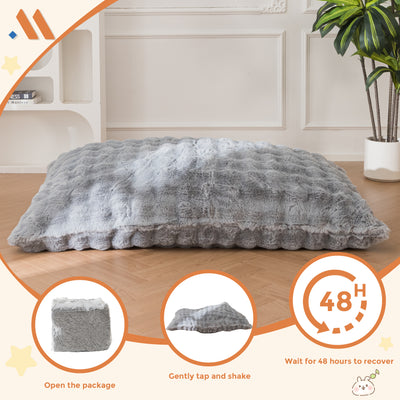MAXYOYO 3 in 1 Kids Bean Bag Chair Bed, Child Floor Sofa for Gaming, Reading, Faux Fur Floor Mattress with High-Density Foam Filling for Living Room Bedroom