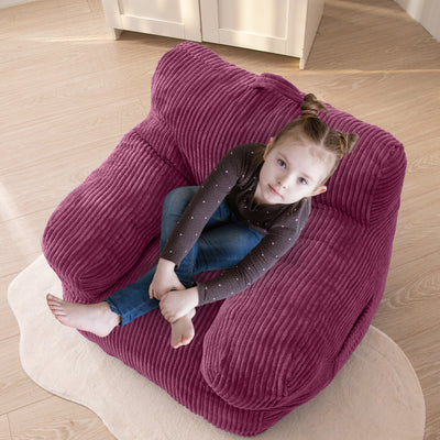 MAXYOYO Kids Bean Bag Chair, Corduroy Bean Bag Couch with Armrests for Children's Room (Rose Pink)