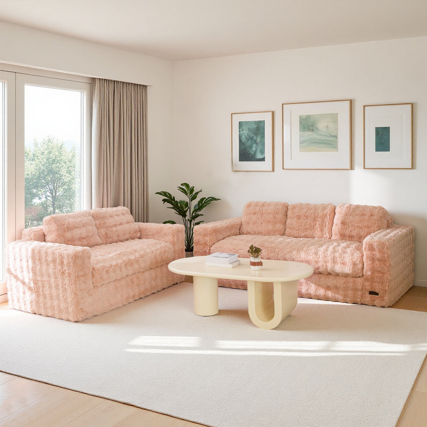 MAXYOYO 3-Seater Bubbled Bean Bag Chair – Tufted Boneless Couch for Living Room, No Assembly