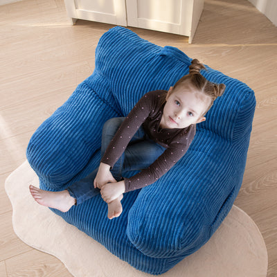 MAXYOYO Kids Bean Bag Chair, Corduroy Bean Bag Couch with Armrests for Children's Room (Blue)