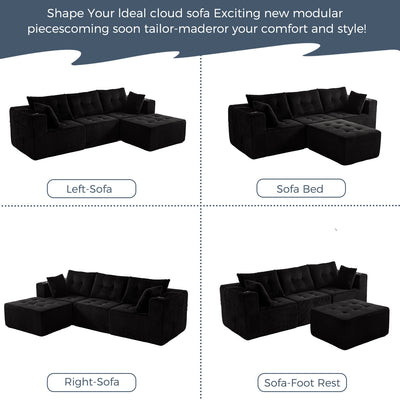 L Shaped Modular Sofa #color_black