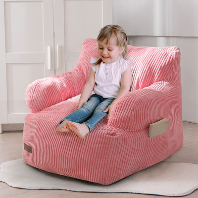 MAXYOYO Kids Bean Bag Chair, Stuffed Toddler Bean Bag Sofa with Filler Bean Bag Chair for Boys and Girls, Pink
