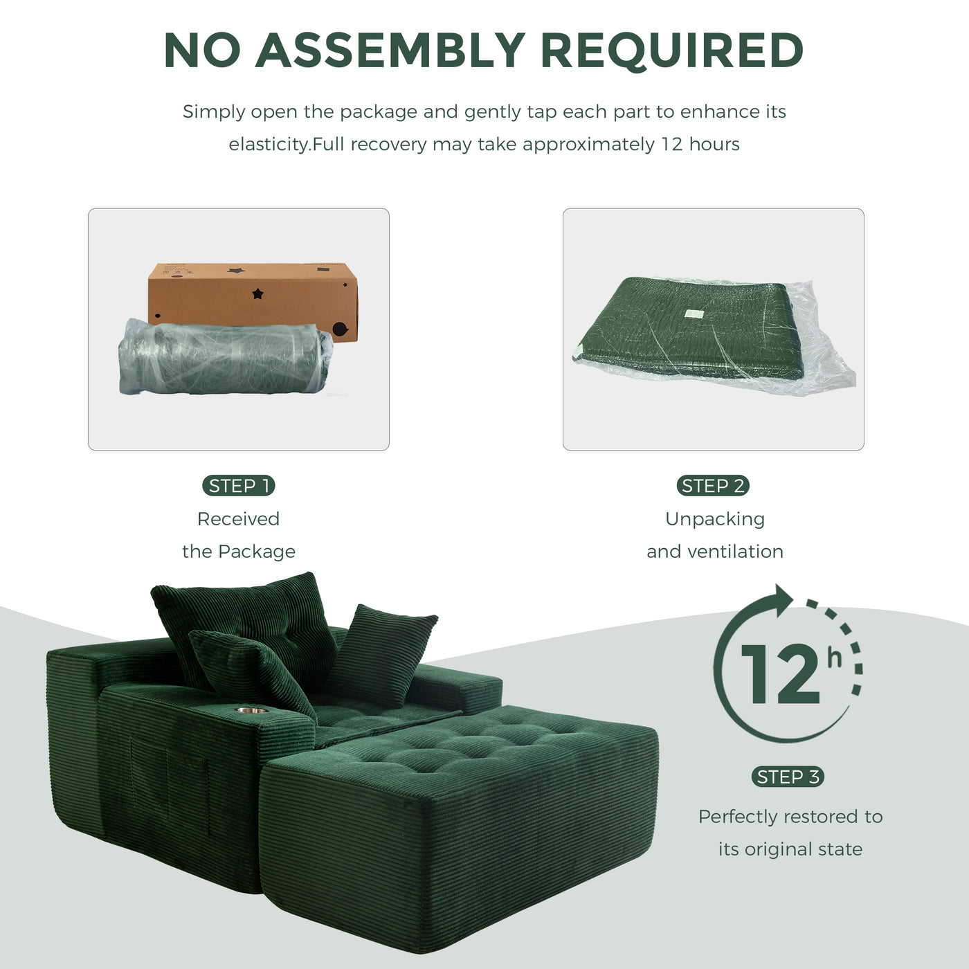 MAXYOYO Modular Sectional Chaise Lounge Sofa, Upholstered Lounge Chair with Pillows Indoor, Tufted Boneless Sofa Couch with Ottoman, Deep Seat Sleeper Chair for Living Room, No Assembly