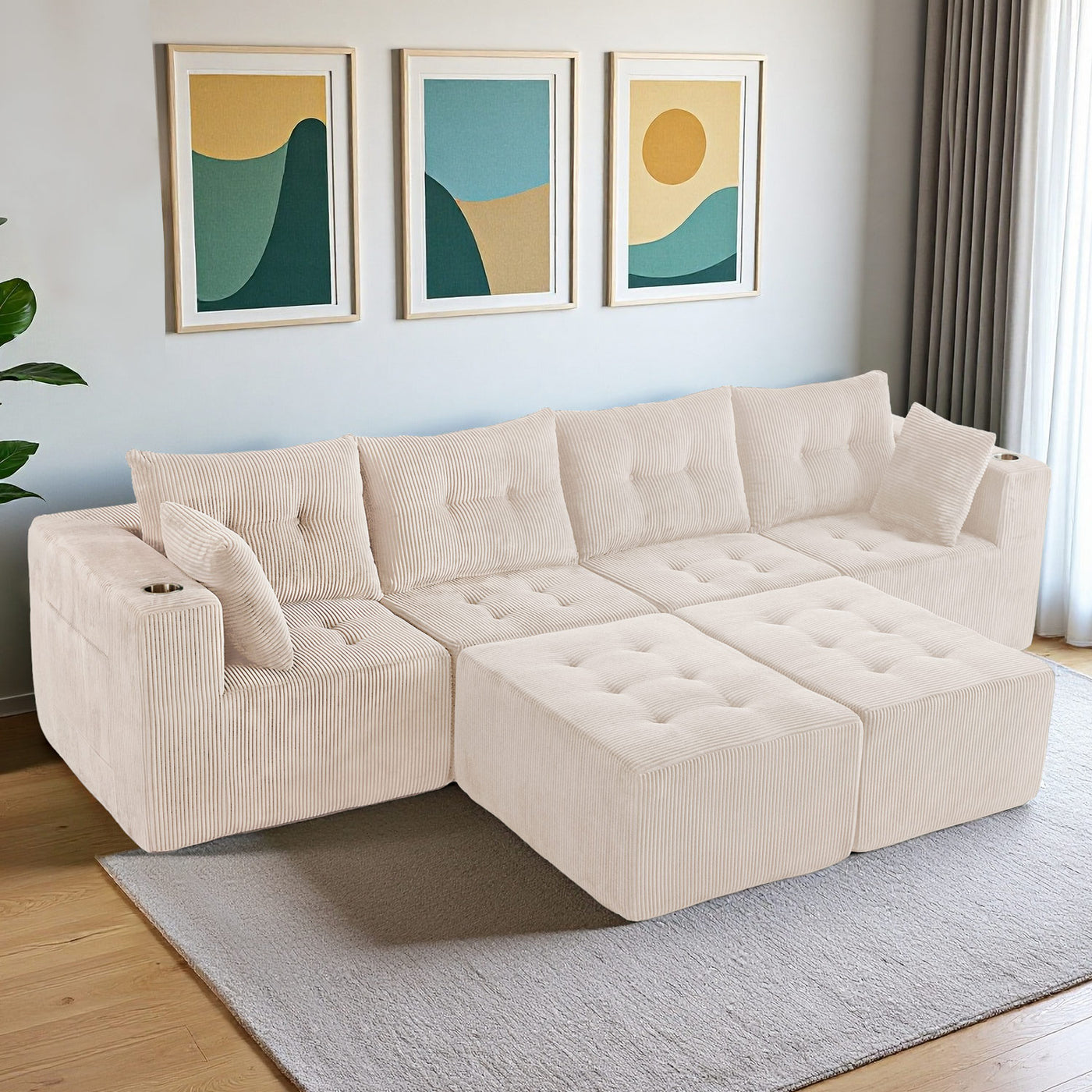 U Shaped Modular Sofa #color_beige