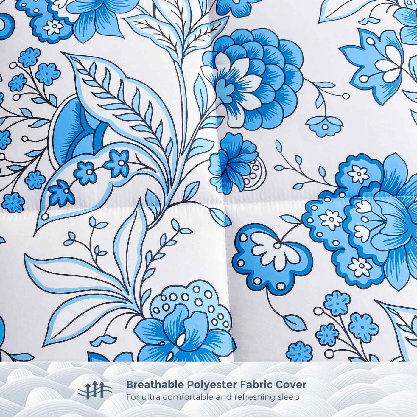 MAXYOYO 4" Extra Thick Japanese Futon Bed, Little Fresh Blue Flower Pattern Floor Mattress for Home