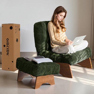 MAXYOYO Adjustable Accent Chair with Ottoman, Tufted Lounge Chair Set, Dark Green