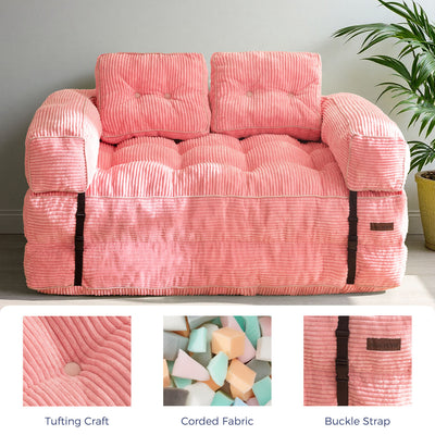 MAXYOYO L-Shaped Folding Sofa Bed – 2-Seat Foldable Couch, Pink
