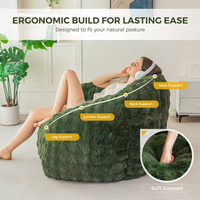 MAXYOYO Giant Bean Bag Chair for Adults, Stuffed Shell-Shaped Large Bean Bag Couch, Cozy Living Room Chair with Filler, Floor Sofa Lazy Sofa for Bedroom Living Room