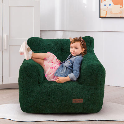 MAXYOYO Kids Sherpa Bean Bag Chair, Teddy Lazy Sofa for Girls and Boys,  Green